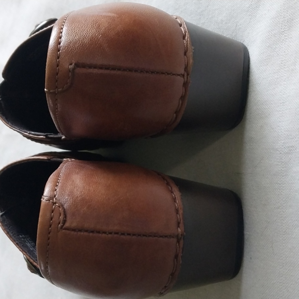 Dansko Brown Leather Clogs Mules with Buckle - Picture 6 of 8
